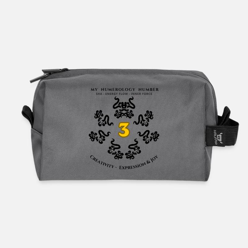 Numer_3 Symbol of Creativity, Expression and Joy - Recycled Toiletry Zip Bag - anthracite