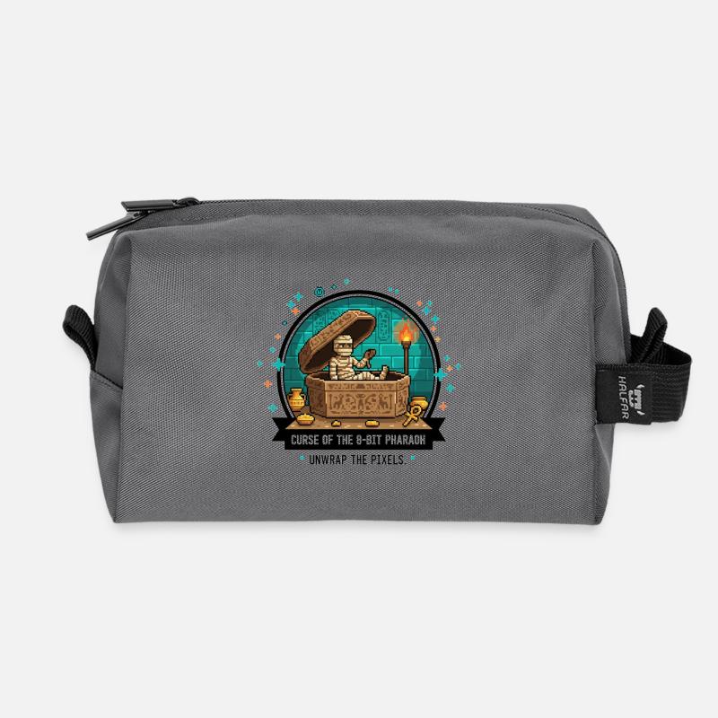 8-Bit Pharaoh's Tomb - Recycled Toiletry Zip Bag - anthracite