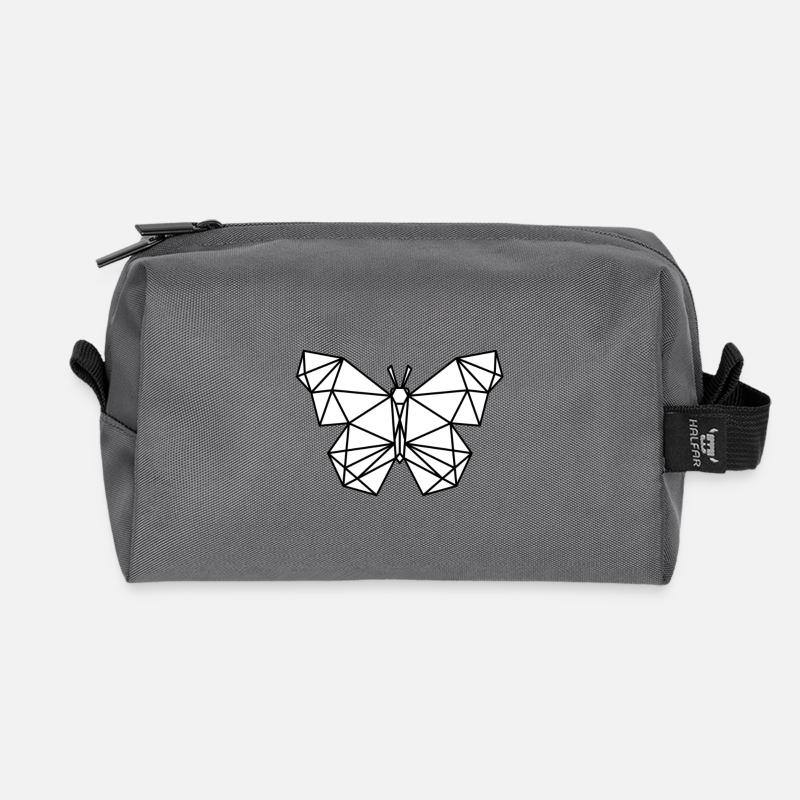 Schlichtes Schmetterling Design - Recycelte Kulturtasche - Anthrazit