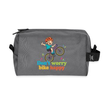 Ne vous inquiétez pas, vélo heureux - Trousse de toilette en tissu recyclé - anthracite - Devant