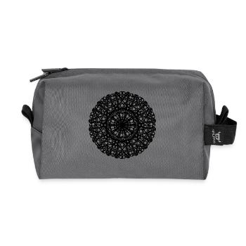 Geometric Flowers Mandala Round Pattern Shape - Recycled Toiletry Zip Bag - anthracite - Front