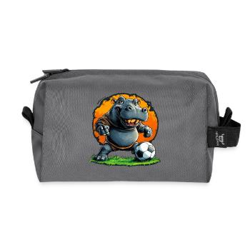 Nilpferde Fussball / Fussballer Nilpferd - Recycelte Kulturtasche - Anthrazit - Vorne