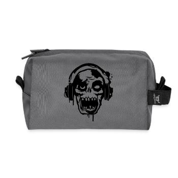 Zombie Totenkopf Skull mit Kopfhörer - Recycelte Kulturtasche - Anthrazit - Vorne
