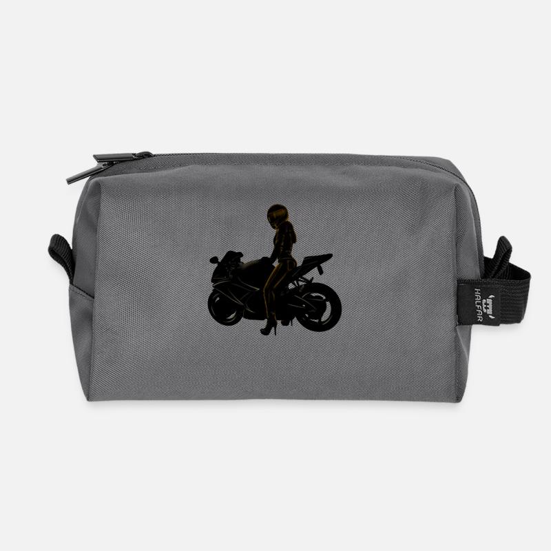 Lässige Motorradfahrerin - Recycelte Kulturtasche - Anthrazit