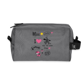 paris Petite Fille Miss Rose Coeur Teen Girl Caniche - Trousse de toilette en tissu recyclé - anthracite - Devant