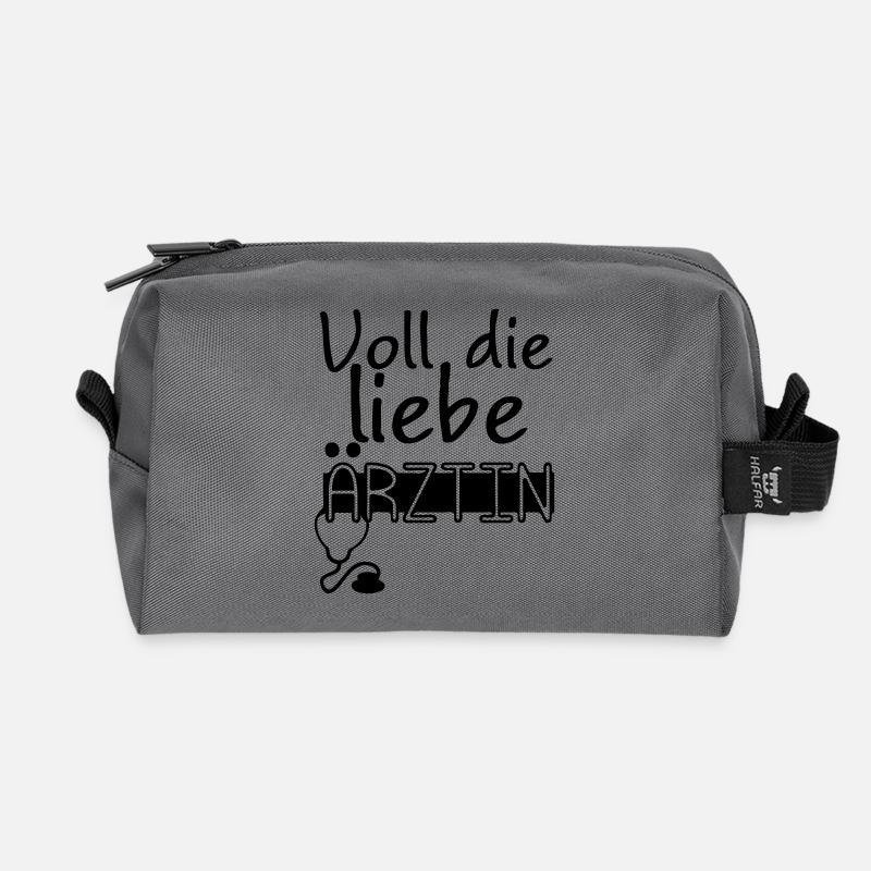 Liebe Ärztin Geschenk - Recycelte Kulturtasche - Anthrazit