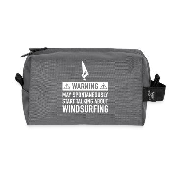 Funny Windsurfing Gift Idea - Recycled Toiletry Zip Bag - anthracite - Front