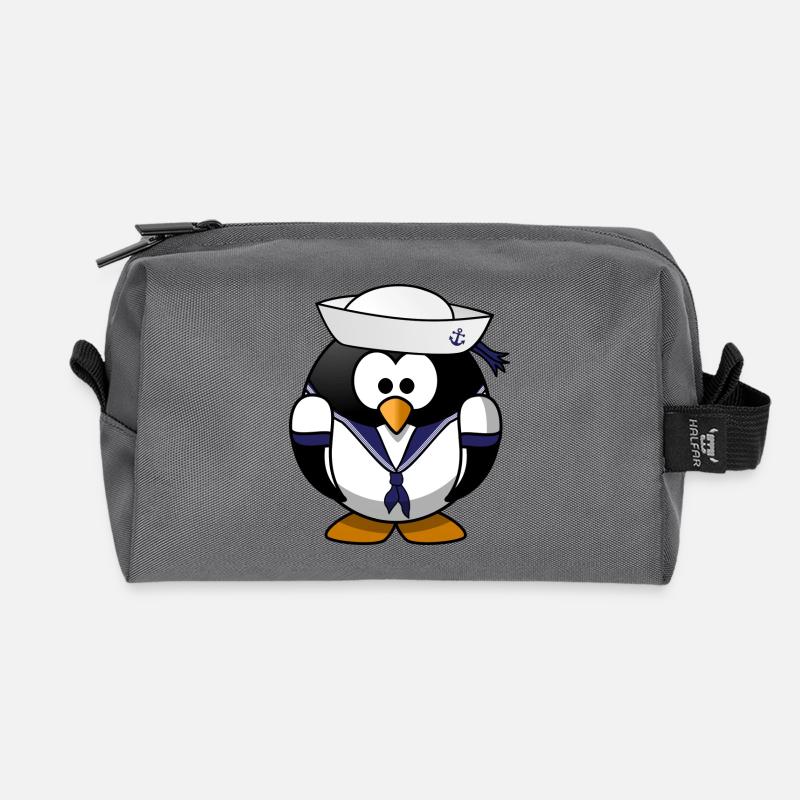 sailor Penguin - Recycled Toiletry Zip Bag - anthracite