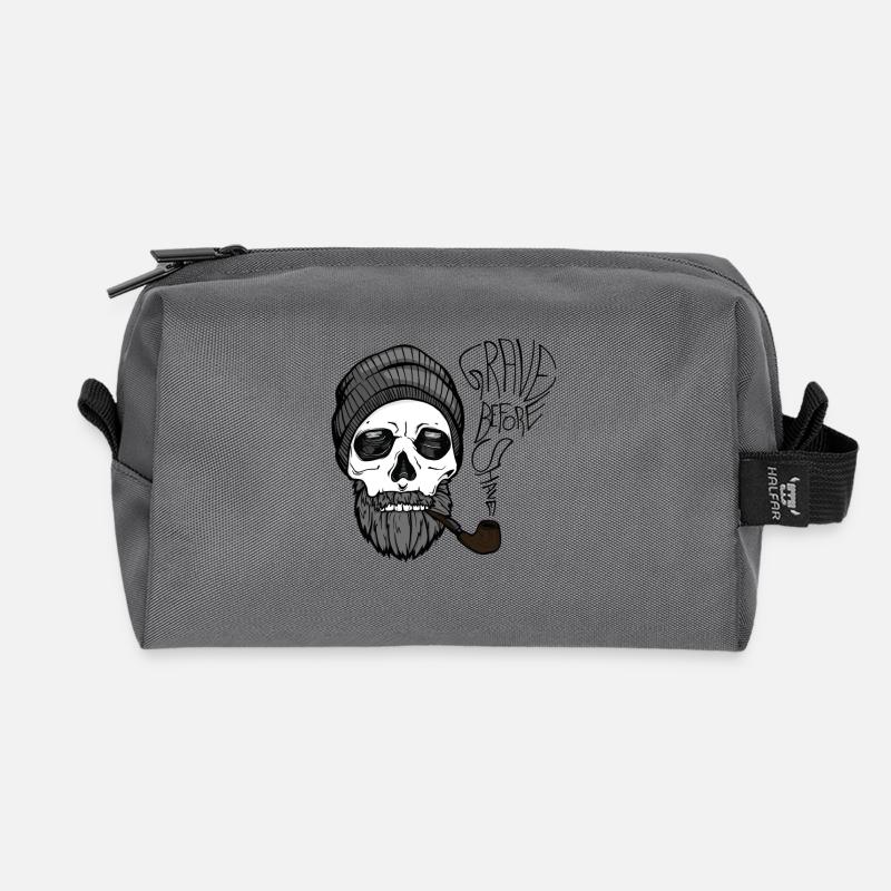 Grave before shave - beard design - 100% Bart - Recycelte Kulturtasche - Anthrazit