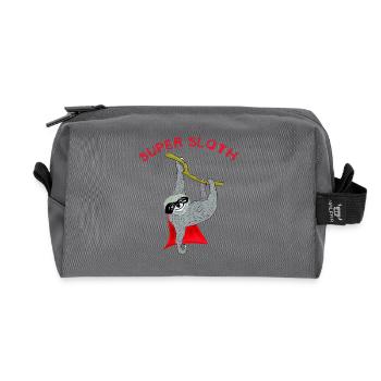 super sloth sloth chill sleep slow nerd lazy - Recycled Toiletry Zip Bag - anthracite - Front