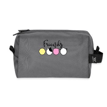 Animals are friends - no food - Vegetarian Vegan - Recycled Toiletry Zip Bag - anthracite - Front