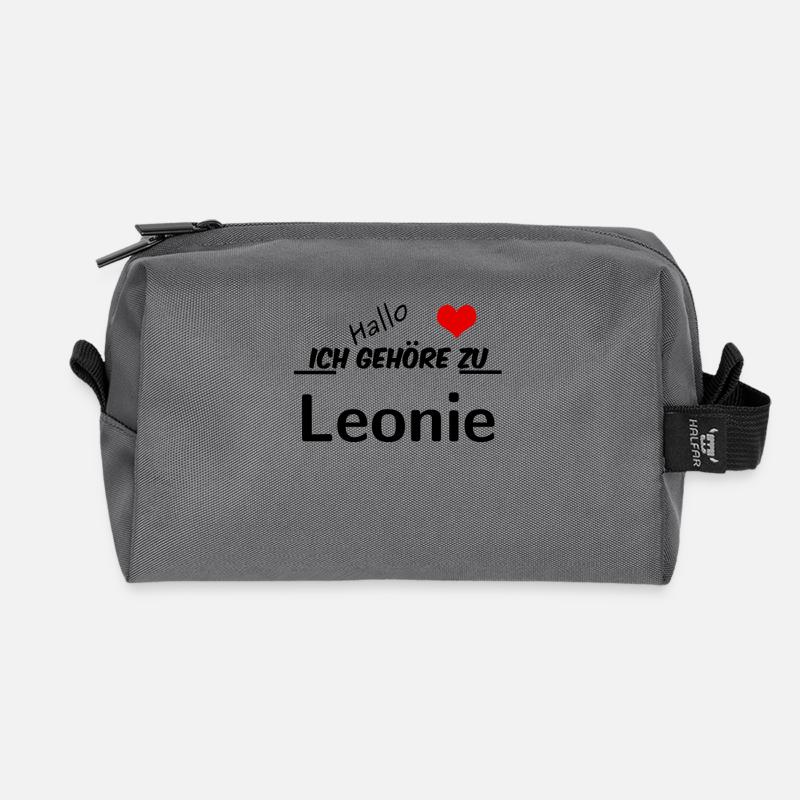 Partner Partnerlook Pärchen Motiv mit Namen Leonie - Recycelte Kulturtasche - Anthrazit