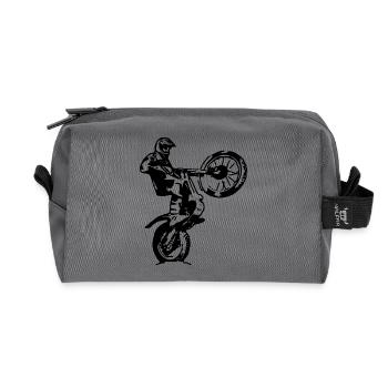 Trials rider Wheelie - Recycled Toiletry Zip Bag - anthracite - Front