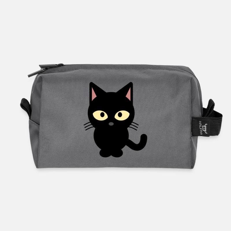 Black cat - Recycled Toiletry Zip Bag - anthracite