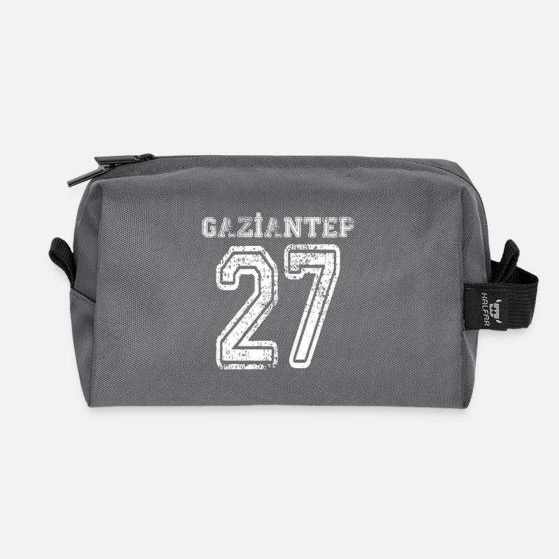 27 Gaziantep Türkisches Nummernschild als Geschenk - Recycelte Kulturtasche - Anthrazit