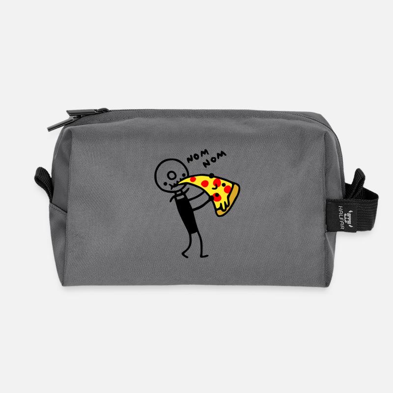 Pizzaschneider isst Pizza - Recycelte Kulturtasche - Anthrazit