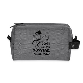 Don't let the Ponytail fool you - karate fight - Recycled Toiletry Zip Bag - anthracite - Front