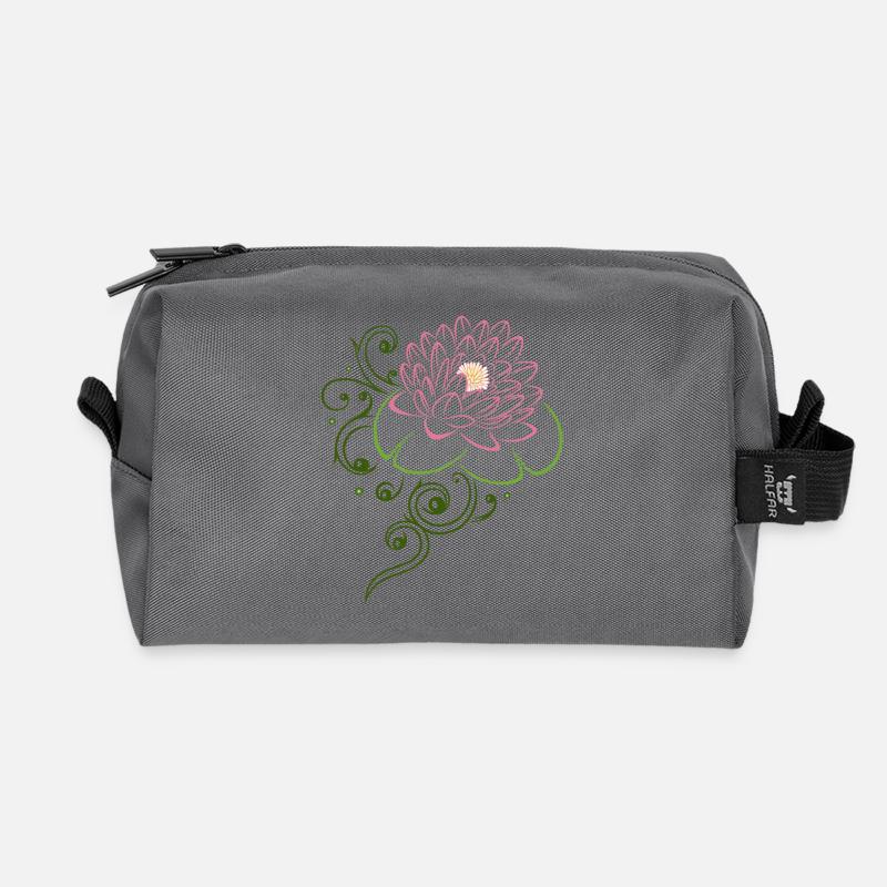 Lotusblüte mit Seerosenblättern. Lotus. - Recycelte Kulturtasche - Anthrazit