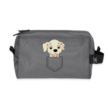 Chien dans sac chien amateur de chien cadeau - Trousse de toilette en tissu recyclé - anthracite - Devant