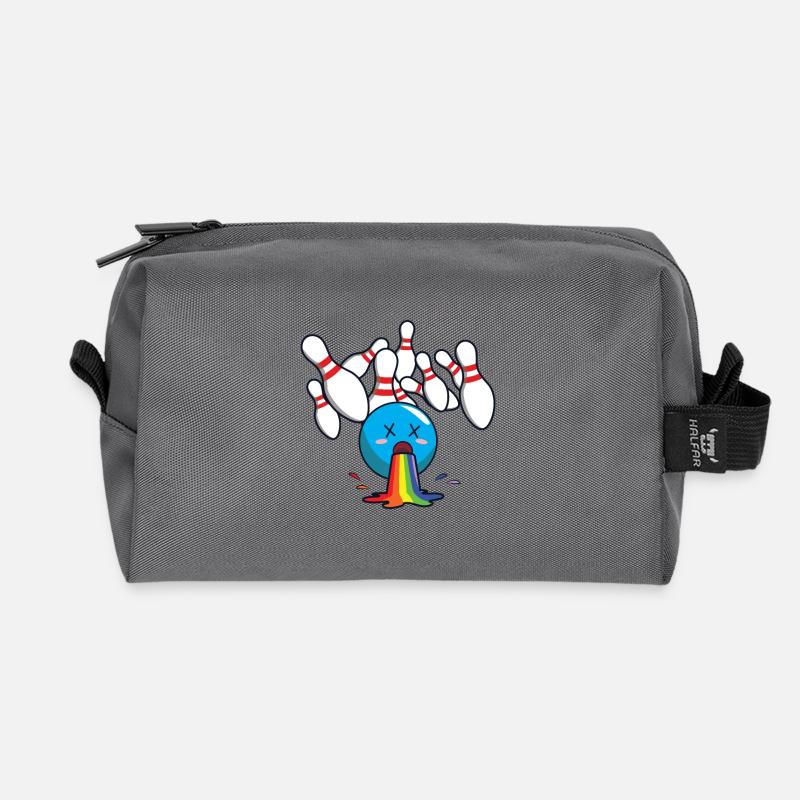 Bowling bowling rainbow - Recycled Toiletry Zip Bag - anthracite