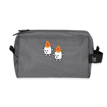 Lustiges Camping Kinder Marshmallow Shirt Geschenk - Recycelte Kulturtasche - Anthrazit - Vorne
