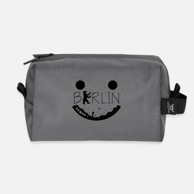 Berlin Smylie mit Berliner Bär - Recycelte Kulturtasche - Anthrazit