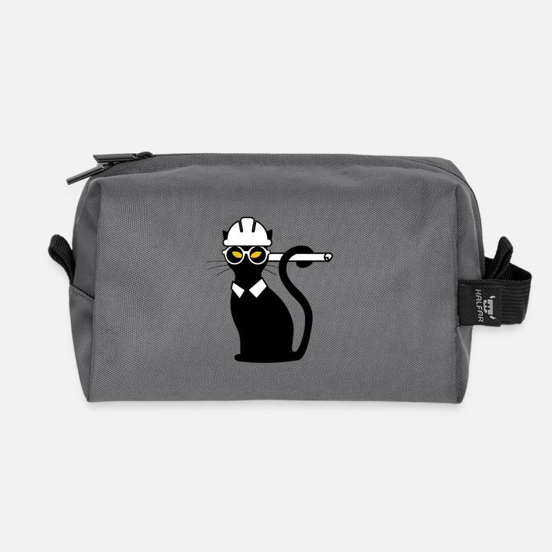 Ingenieur Katze Bauhelm Bauplan Geschenkidee Shirt - Recycelte Kulturtasche - Anthrazit