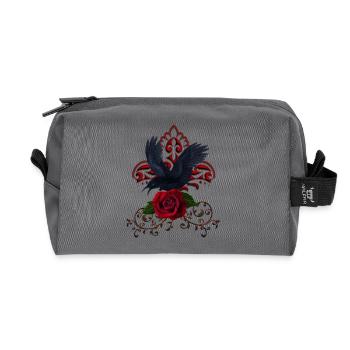 Wundervoller Rabe mit Rose - Recycelte Kulturtasche - Anthrazit - Vorne