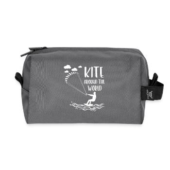Kite Kite Surfing Kiten around World Water Sports - Recycled Toiletry Zip Bag - anthracite - Front