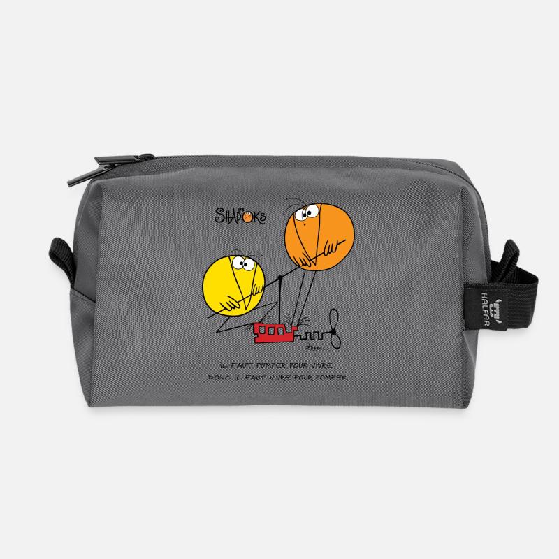 Shadoks pump - Recycled Toiletry Zip Bag - anthracite