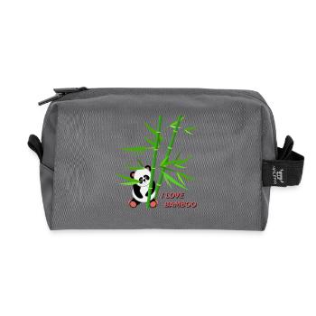 Fleda Maus Design: I love bamboo - Recycelte Kulturtasche - Anthrazit - Vorne
