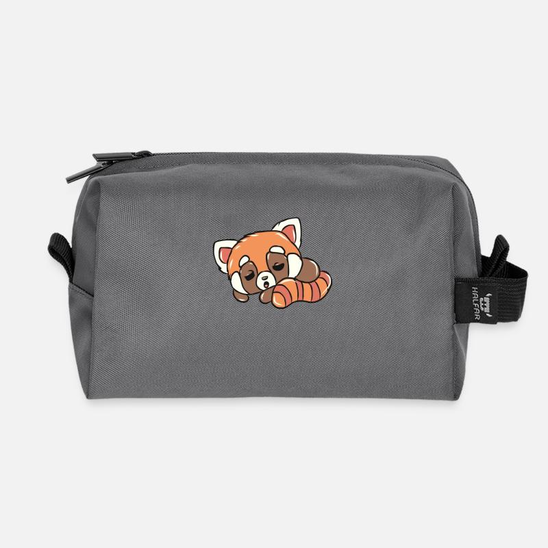 Red panda - Recycled Toiletry Zip Bag - anthracite
