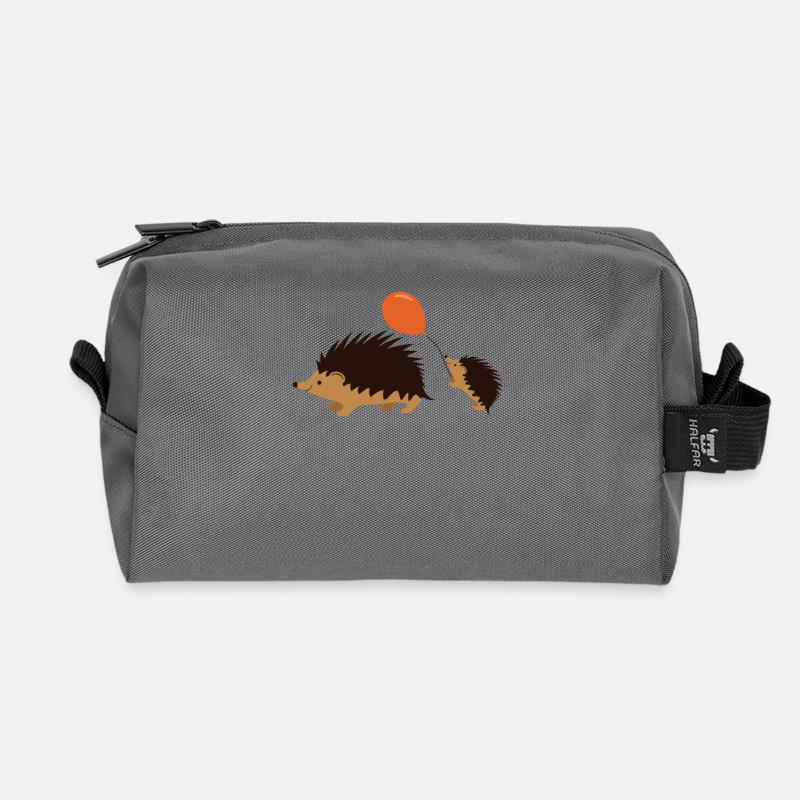 Hedgehog - Recycled Toiletry Zip Bag - anthracite