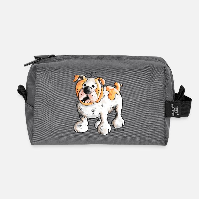Englische Bulldogge - Recycelte Kulturtasche - Anthrazit