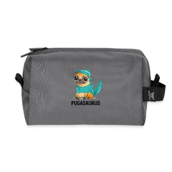Pug Dinosaur Costume Kawaii Cartoon - Recycled Toiletry Zip Bag - anthracite - Front