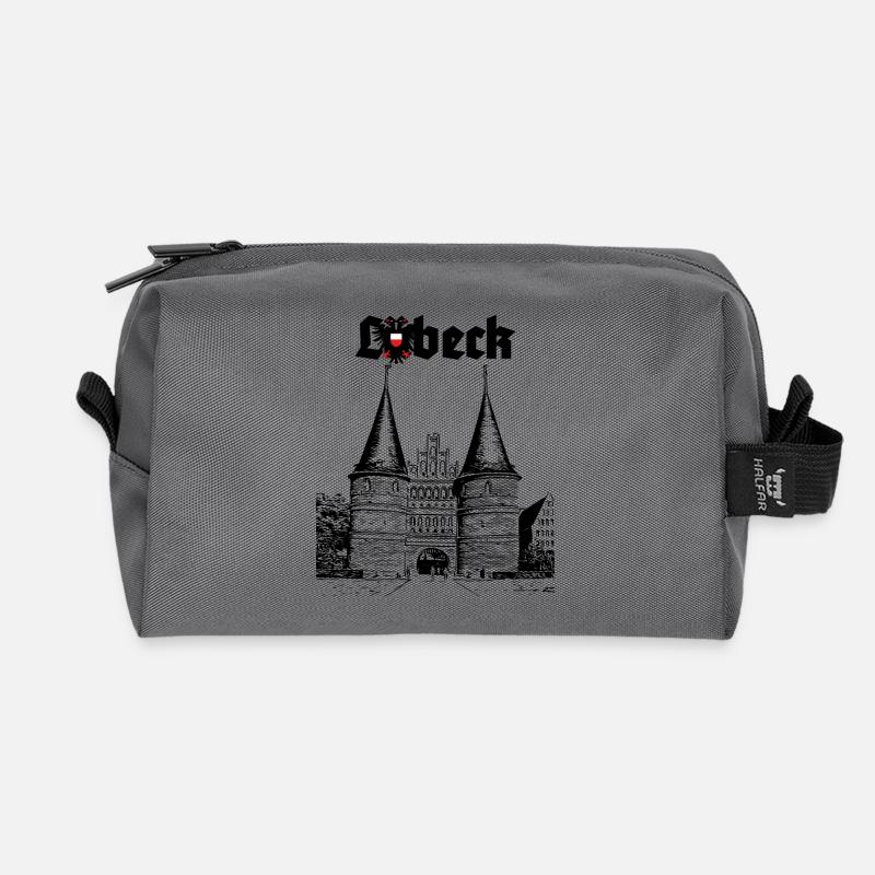 Lübeck - Holstentor - Recycelte Kulturtasche - Anthrazit