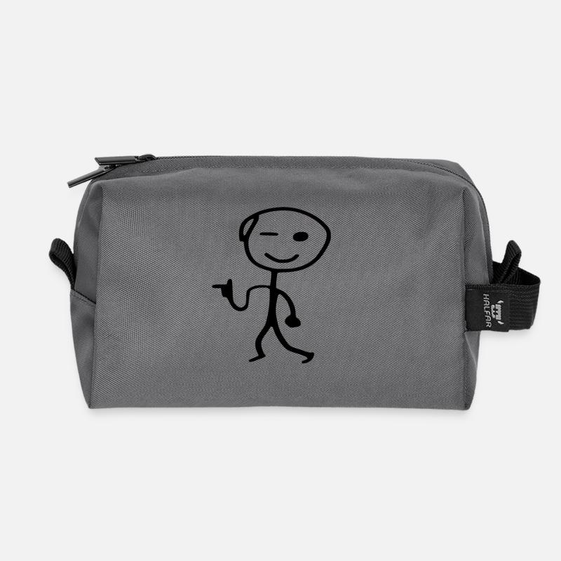 Strichmännchen cool man - Recycelte Kulturtasche - Anthrazit