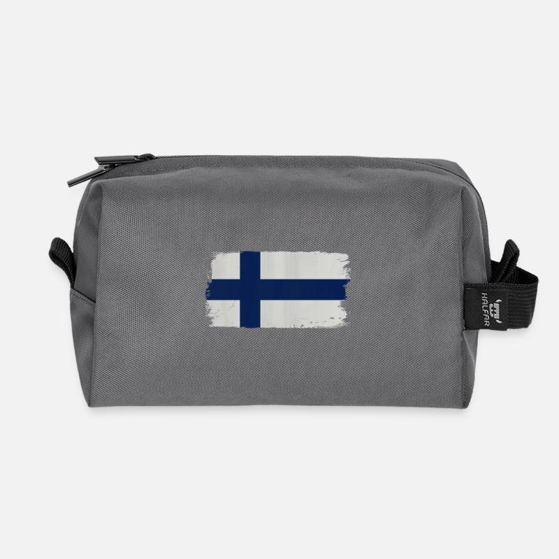 Finnische Flagge Acryl-Optik - Recycelte Kulturtasche - Anthrazit