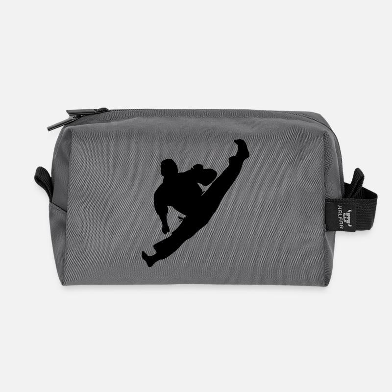 Jumpkick Geri Kick Karate oder Teakwondo - Recycelte Kulturtasche - Anthrazit