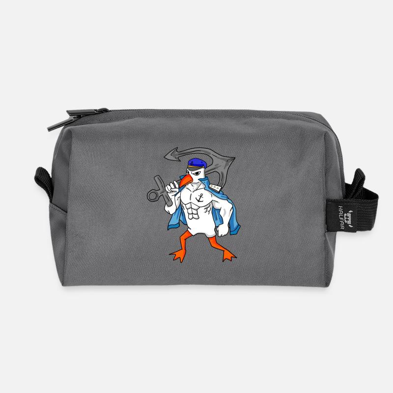 Möwe mit Anker - Recycelte Kulturtasche - Anthrazit