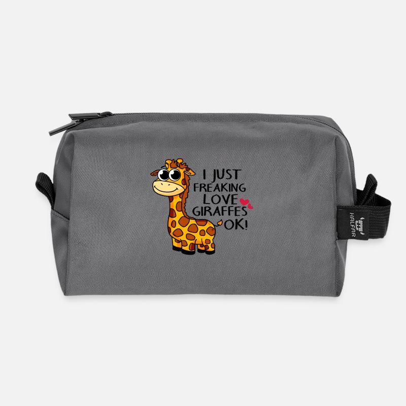 Ich liebe Giraffen Geschenk Giraffe - Recycelte Kulturtasche - Anthrazit