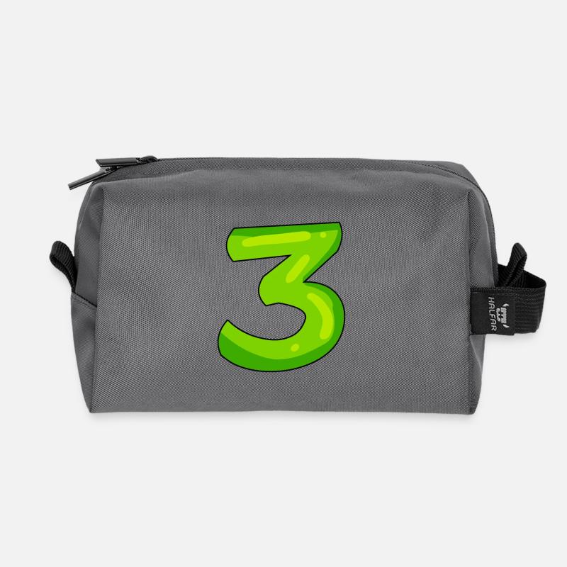 Ziffer 3 Grün - Recycelte Kulturtasche - Anthrazit