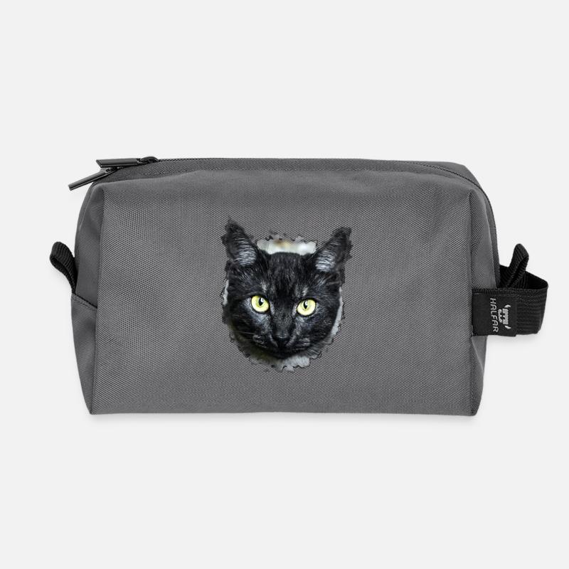 black cat schwarze Katze - Recycelte Kulturtasche - Anthrazit