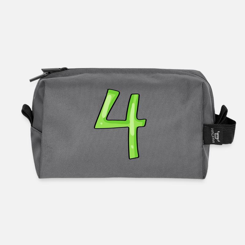Zahl 4 Grün - Recycelte Kulturtasche - Anthrazit