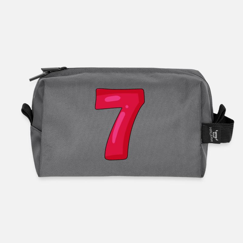 Nummer 7 - Zahl 7 - Recycelte Kulturtasche - Anthrazit