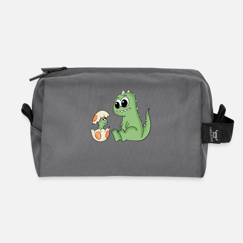 Dinosaurier mit Baby Dinosaurier - Recycelte Kulturtasche - Anthrazit