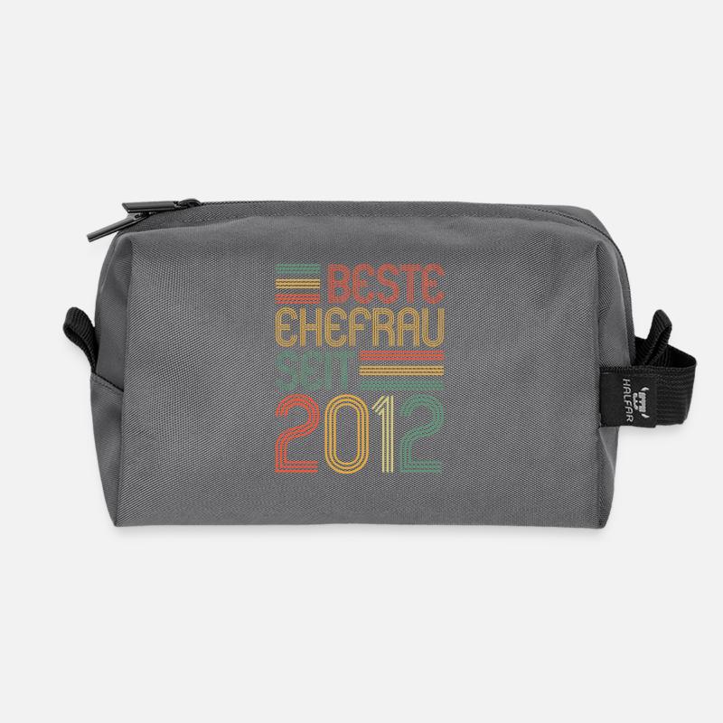 Beste Ehefrau seit 2012 9. Hochzeitstag - Recycelte Kulturtasche - Anthrazit