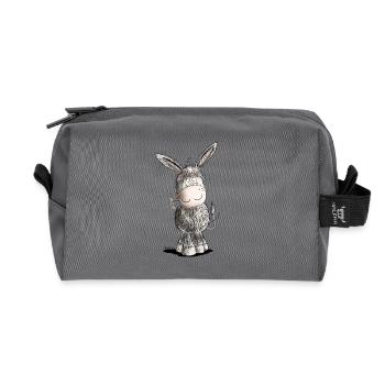 Happy Donkey I Animal Motif - Recycled Toiletry Zip Bag - anthracite - Front