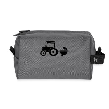 Tractor with baby cart - Recycled Toiletry Zip Bag - anthracite - Front