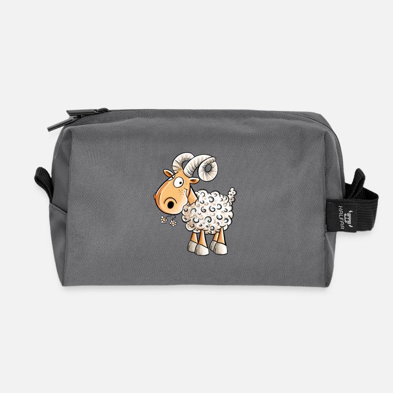 Happy Widder I Schafbock I Schaf - Recycelte Kulturtasche - Anthrazit